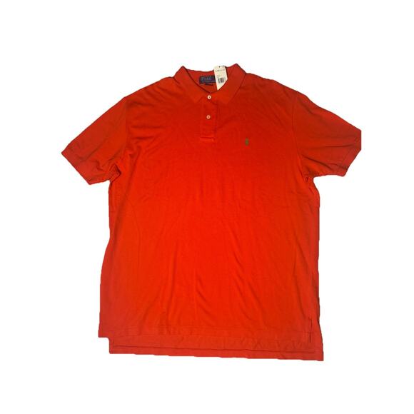 NEW POLO RALPH LAUREN PIQUE ORANGE POLO LOGO SHIRT MENS XXL NWT - Picture 1 of 3
